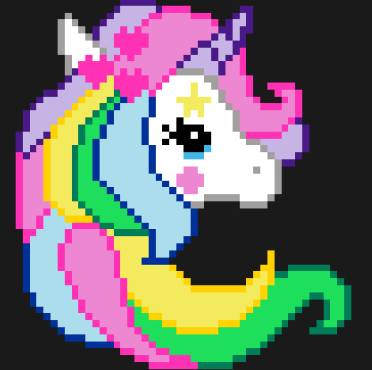 Licorne avec Grande Corne Colorée