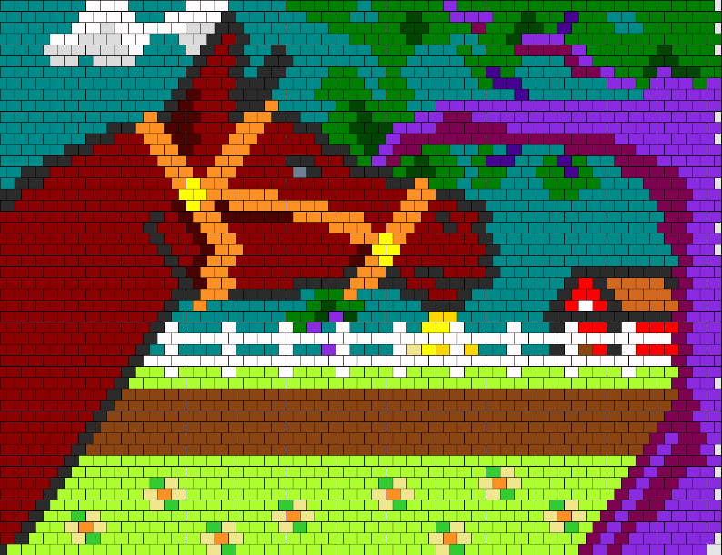 Cheval de Ferme Mangeant dans un Arbre Perles à Repasser