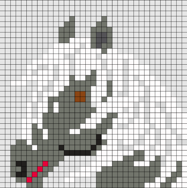 Cheval Gris avec Crinière Blanche Perles à Repasser