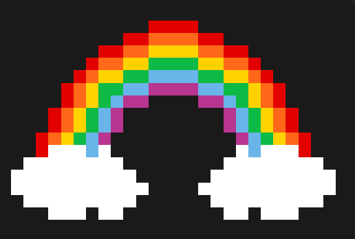 Klassisk regnbåge med moln