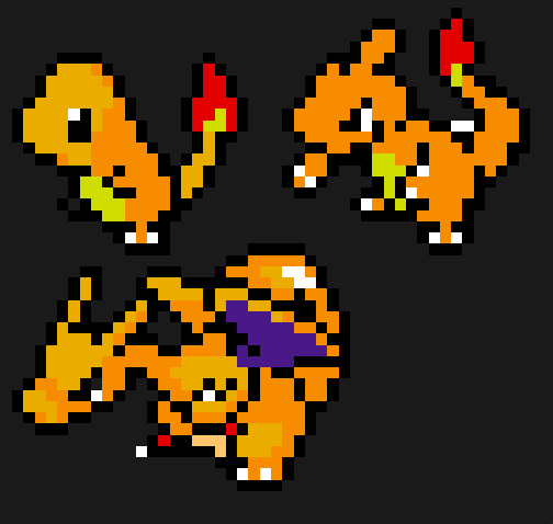 Perles à repasser Charmander, Charmeleon et Charizard