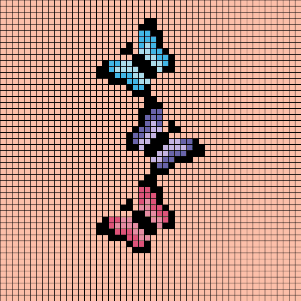 Tre fjärilar förenade