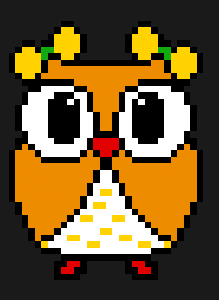 Orange uggla med små rosetter