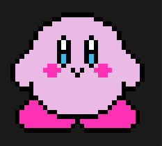 Kirby glad på framsidan