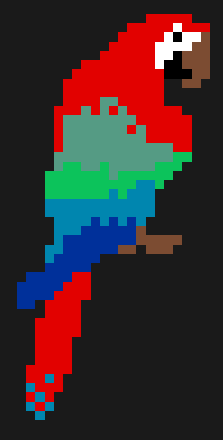 Färgad scharlakansröd ara