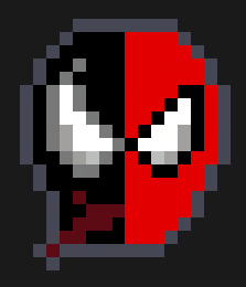 Hälften venom hälften spiderman ansikte