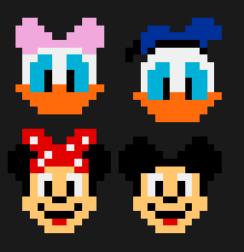DAISY, DONALD, MICKEY AND MINIE