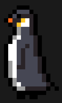 Pingvinen högt upp på sidan