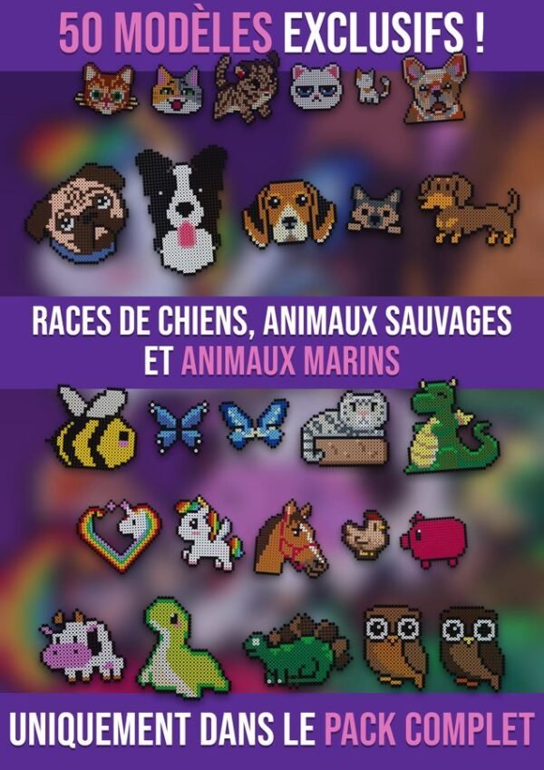 Modèles animaux en perles à repasser Complet
