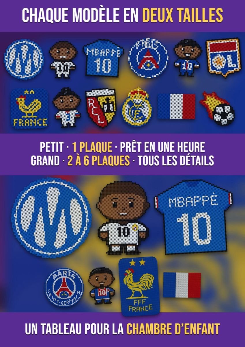 Le même modèle de football en deux tailles : petit sur 1 plaque et grand sur plusieurs plaques