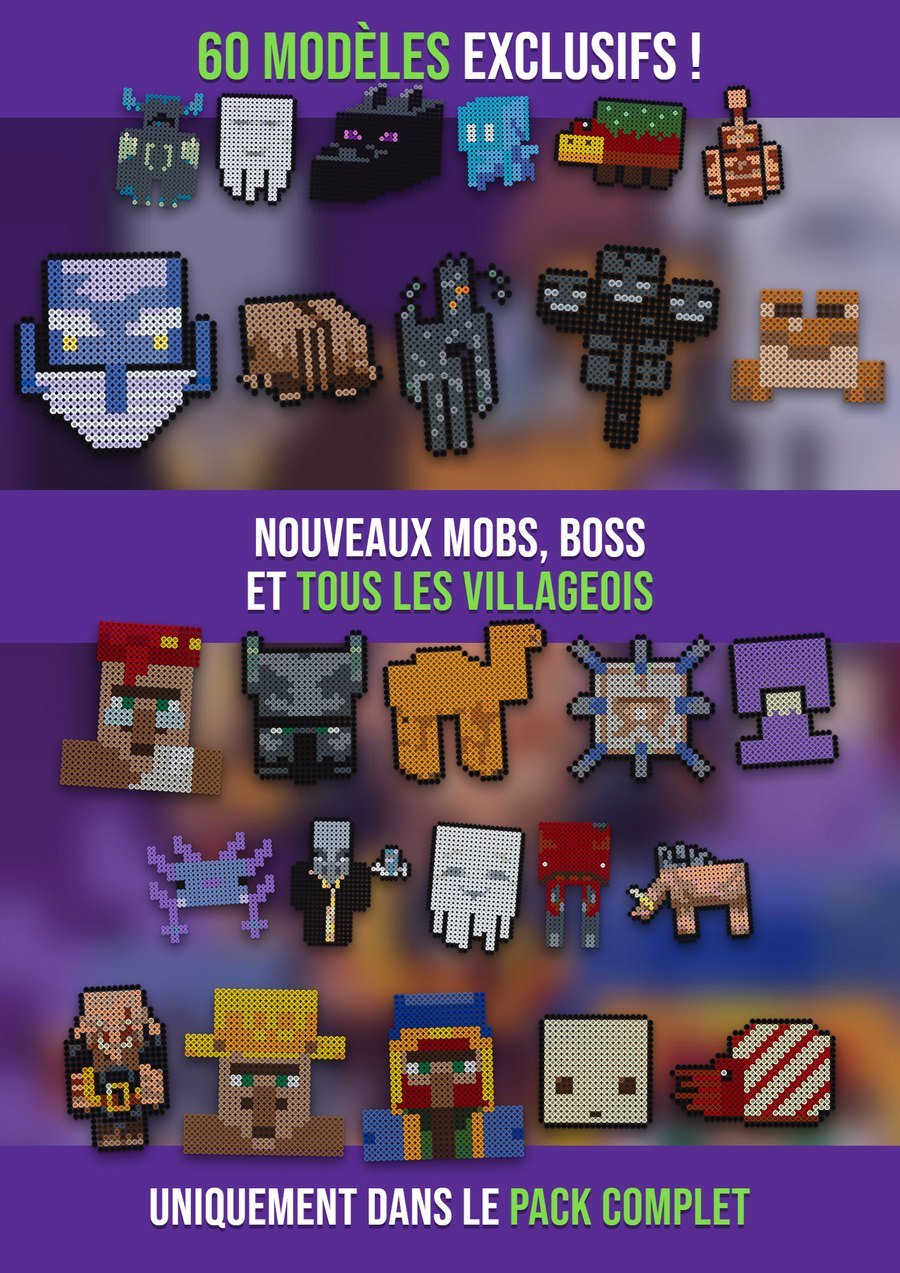 Modèles Minecraft perles à repasser – Complet