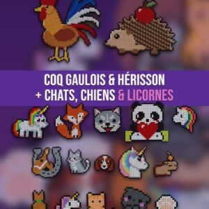 70+ modèles d’animaux en perles à repasser – coq gaulois et hérisson, plus chats, chiens et licornes